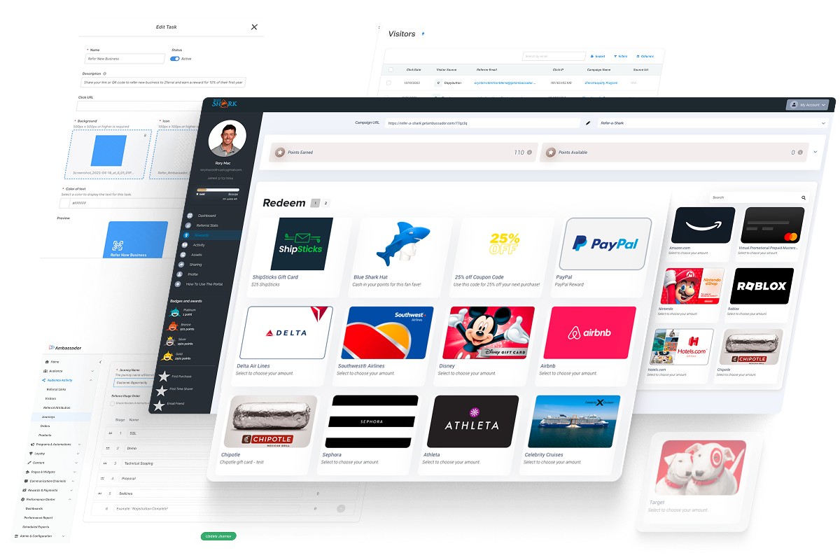 Referral program reward and incentive management with automated fulfillment