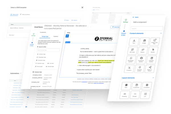 Ambassador affiliate communication tools showing automated email and partner portal messaging