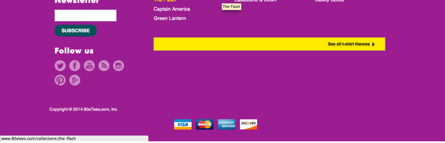 80's tees payment options footer