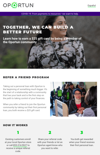 Referral program tips for financial services companies example 2