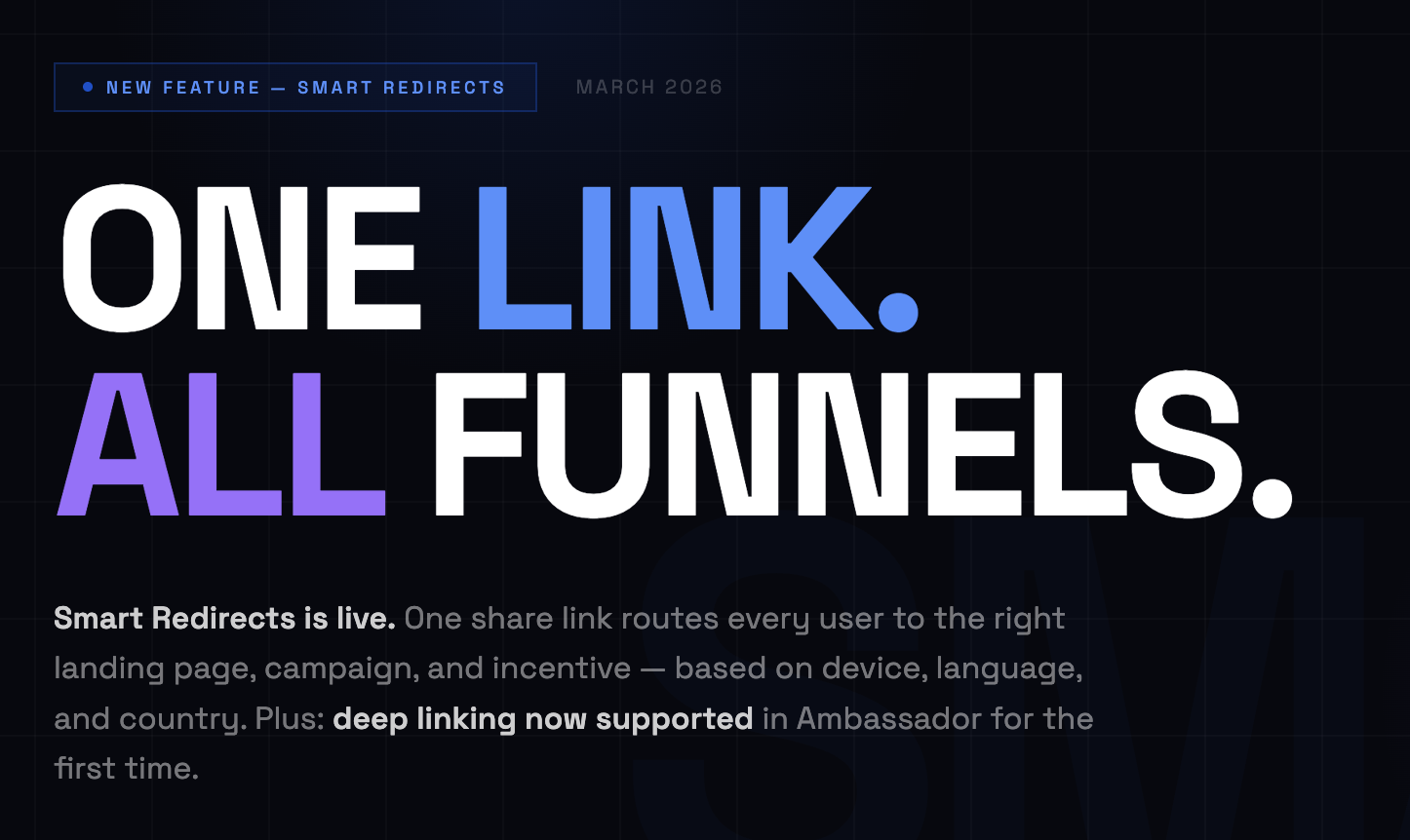 One Link. Every Funnel. Smart Redirects Are Live in Ambassador.